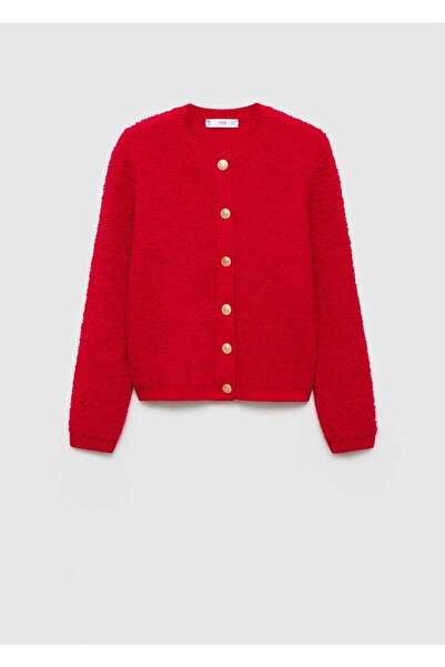 MANGO Woman Mücevher düğmeli kıvırcık triko hırka