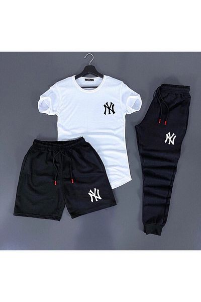 CALP TEKS Ny Printed Shorts-T-Shirt-Sweatshirt 3-Piece Set Summer Set