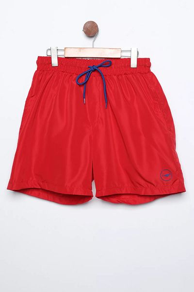 MİSHAR İTALİA Men's Red Pocketed Swim Shorts