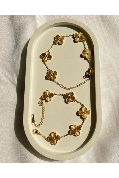 GUNESTAKI Gold Bracelet (Clover Gold Steel Bracelet)