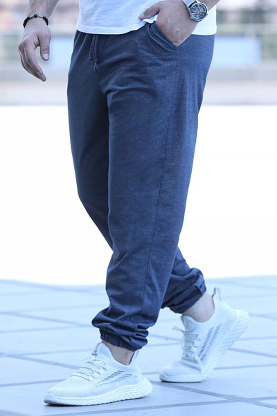 MİSHAR İTALİA Ανδρικό αθλητικό παντελόνι Navy Blue με ελαστική μέση και πόδι
