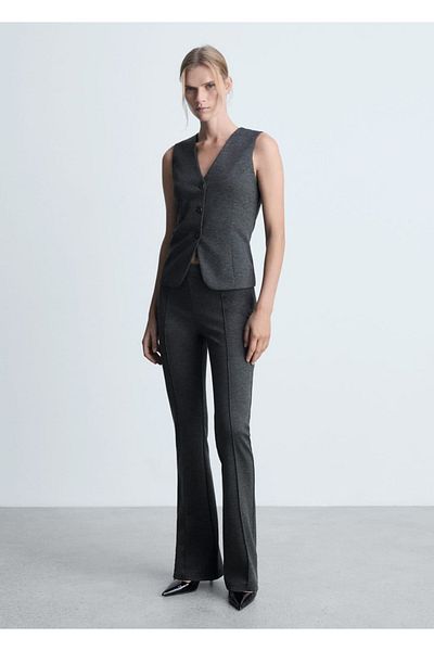 MANGO Woman Stitched Flare Pants