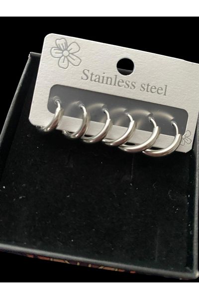 STAİNLES 6'Lı Ring Steel Earrings