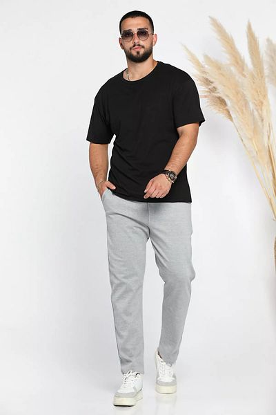 MİSHAR İTALİA Γκρι ανδρικό παντελόνι Jogger με διπλό πρόσωπο με φερμουάρ πίσω τσέπη