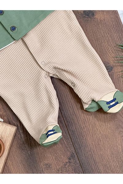 tiwitibaby Flexible Baby Boy Jumpsuit with Front Vest, Snap Fasteners and Booties
