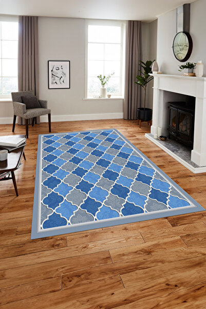 Napoli Home Baskılı Modern Çerçeveli Kupa Desen Yıkanabilir Kaymaz Taban Yolluk Mutfak Salon Halısı