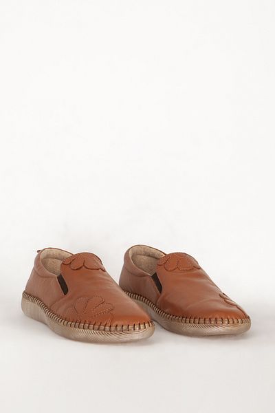 Dericlub Women's Flexible Sole Comfort Real Leather Shoes Br 04035 Tan
