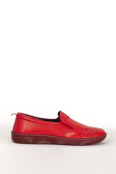 Dericlub Women's Comfort Real Leather Shoes, Red - Flexible Sole Br 04035