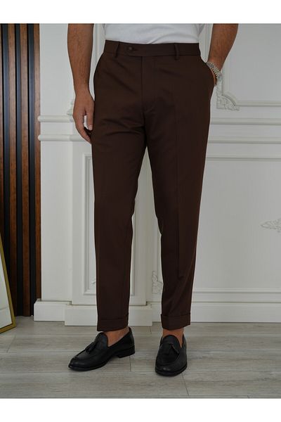 Pantolonia Men's Italian Style Regular Fit Fabric Trousers
