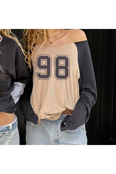 Gofeel Harajuku Street Bej 98 Raglan Kollu Madonna Yaka İnce Sweatshirt