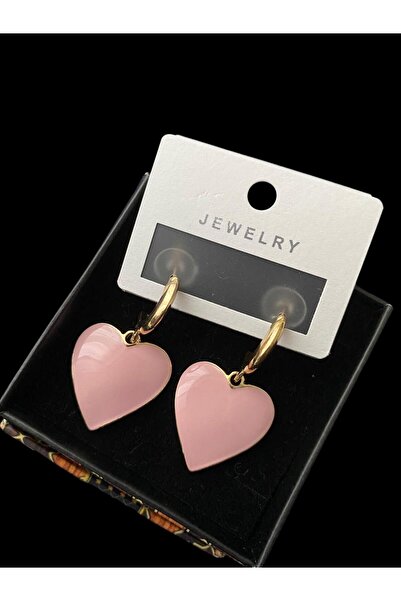 STAİNLES Kalp Desenli Halka Küpe