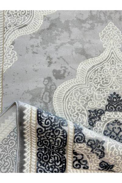 4039 Cream-Blue Acrylic Belly Pattern Woven Carpet Soft Living Room Living Room Rug