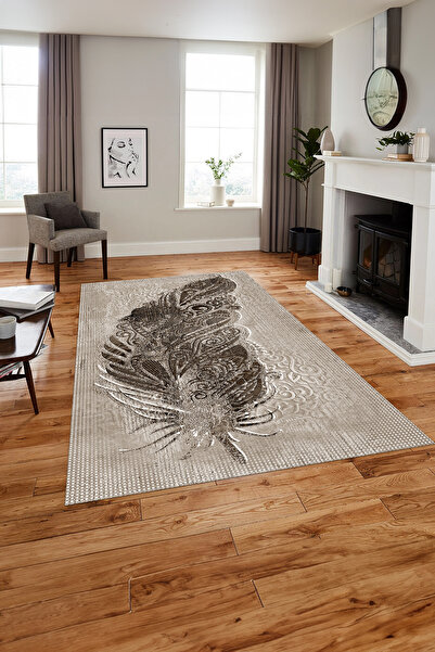 Napoli Home Baskılı Modern Klasik Yaprak Model Yıkanabilir Kaymaz Taban Yollu...