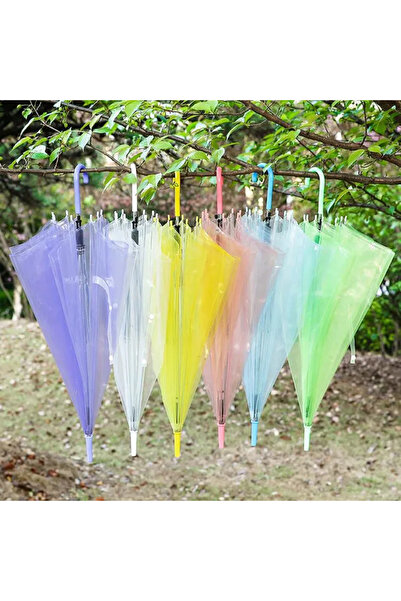 Toptancı Amca Şeffaf şemsiye renkli şemsiye yağmur şemsiyesi unisex şemsiye