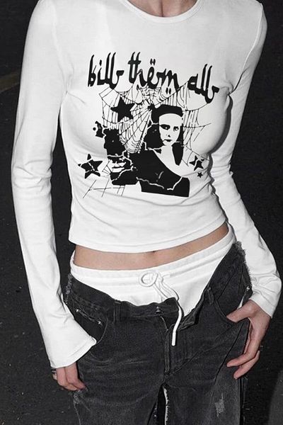 Gofeel Harajuku Street Bill Them Long Sleeve Full Length Blouse