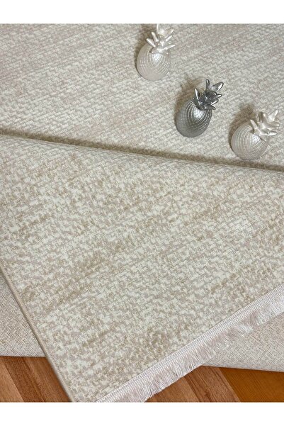 Ecosıa Nehir4 Krem Parlak İplik Akrilik Dokuma Halı Yumuşak Salon Oturma Odası Halısı