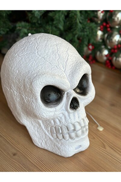 QUEEN AKSESUAR Dev Boy Kuru Kafa 30 40 Cm Halloween Kurukafa Iskelet Işıklı M...
