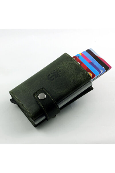 Ancora Leather Hakiki Deri Crazy Deri Erkek Cüzdanı Otomatik Kartlık Mekanizm...