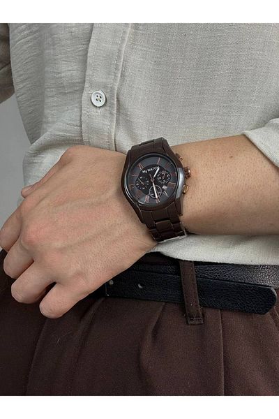 Arvens Stainless Steel Sturdy Brown Wristwatch for Men and Women - Unisex Colorfast