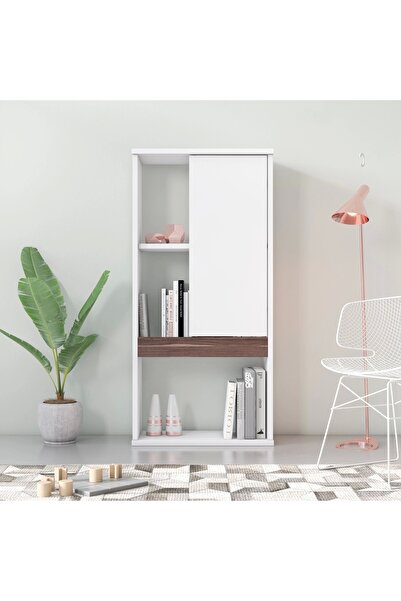 Ruum Store By Doğtaş Zein Kitaplık Kapaklı Ceviz Opak Beyaz