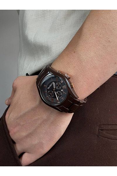 Arvens Stainless Steel Sturdy Brown Wristwatch for Men and Women - Unisex Colorfast