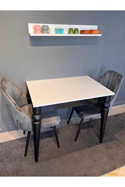 VOGUE TASARIM VE AKSESUAR 70x110  siyah beyaz  küçük sabit yemek mutfak balkon masası