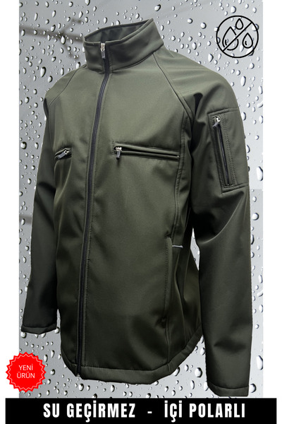 Polviton Ανδρικό παλτό Khaki - Softshell, Αδιάβροχο, Αντιανεμικό, Χοντρό Χειμερινό Μπουφάν