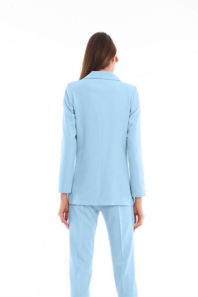 msendam Jachetă de damă oversize din țesătură Atlas, căptușită cu nasturi din satin - Ice Blue