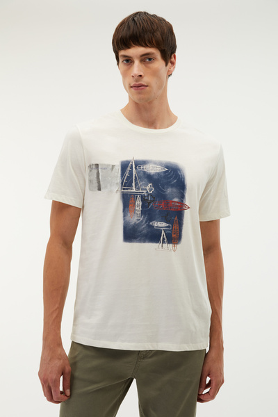 Mudo تي شيرت مطبوع برقبة دائرية