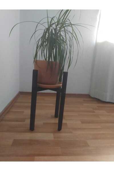 MarangozDede 40 Cm Siyah Ahşap Saksılık Dsüzenleyici Çiçeklik