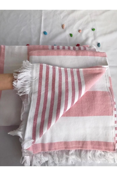 NİVEMESHOME Πετσέτα θαλάσσης Nivemeshome Pomegranate-λευκή ριγέ φούντα