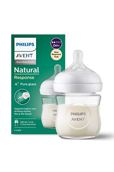 Philips Avent Natural Response Glass Baby Bottle 0 Month 120ml Scy930/01