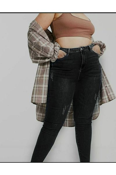 Trn JNS Antracitové přiléhavé džíny Claws Plus Size (skinny)