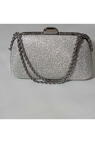 Şarra Gossi Silver Evening Bag Silver Evening Bag Stone Look Faux Leather Bag