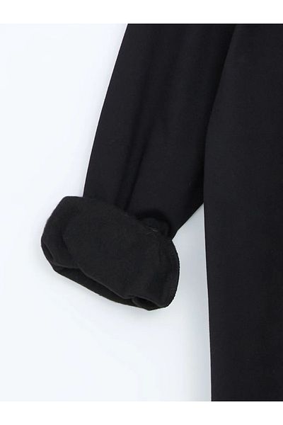LC Waikiki LCW Modest New Black Hooded Oversize Femei Hanorac Rochie