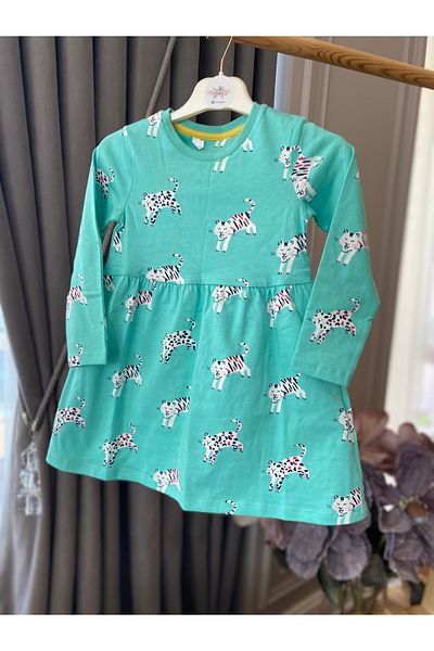 Baby Babyaden Cat Tiger Printed Cotton Combed Cotton Long-Sleeved Girl Dress
