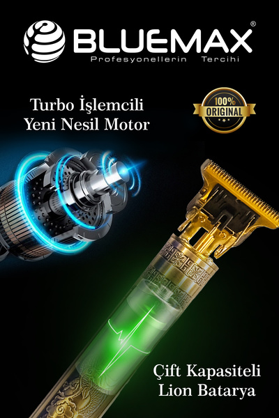 Bluemax Profesyonel Saç Sakal  Vücut Ense Çizim Makinesi Epilasyon Öncesi Bay  Metal Gövdeli Usb Sarj