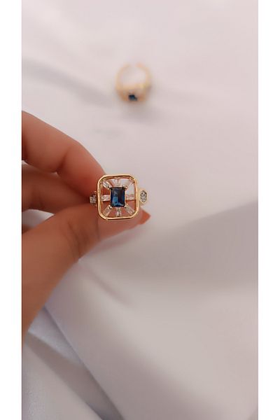 GÜRLER Baguette Stone Detailed Steel Ring