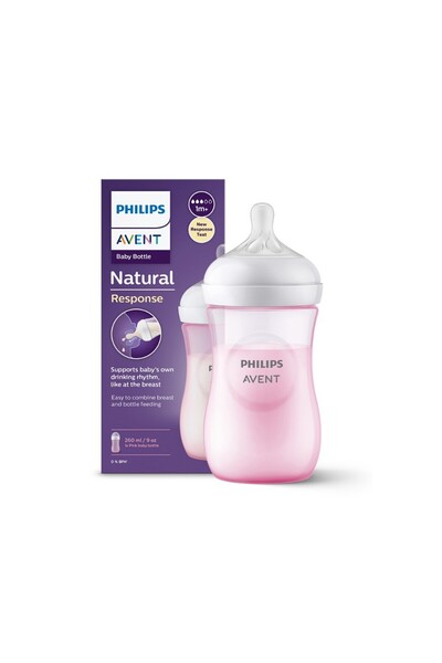 ALORA Natural Response PP Pink Baby Bottle 1+ Month 260 ml SCY903/11