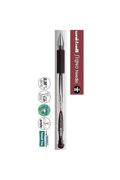 UNİ-BALL UNIBALL Black Gel Pen - 0.38 mm Needle Tip, 3 Pieces