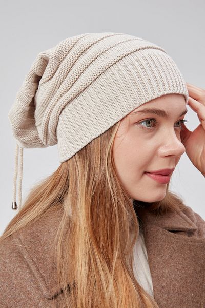 derikem Ecru Women's Knitwear Knitted - Beanie Neck Collar Outdoor
