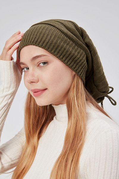 derikem Green Knitwear Women's Knitted - Beanie Neck Collar Outdoor