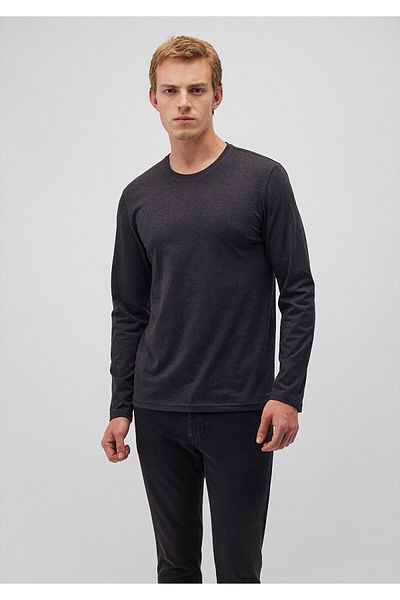 Mavi Μακρυμάνικο Anthracite Basic T-Shirt Εφαρμοσμένο / Κομμένο στο σώμα 062477 -27310