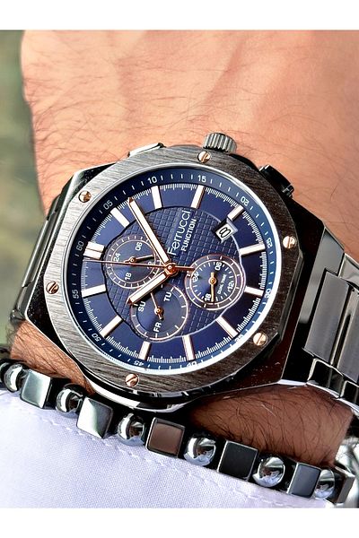 Ferrucci Smoke Color Steel Cord Functions Active Men's Wristwatch Bracelet