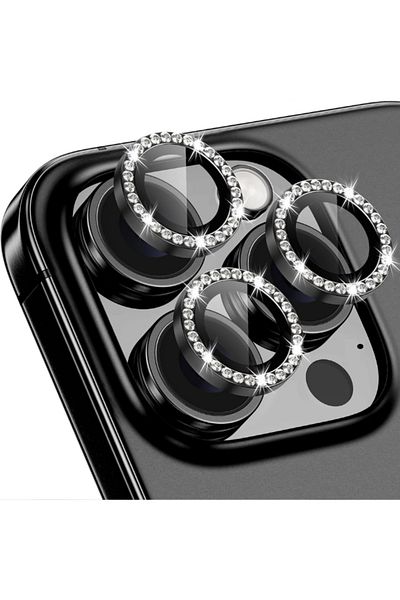KVK PRİVACY عدسة حجرية لحماية الكاميرا لهاتف Iphone 16 Pro/16 Promax - أسود مقسى ومتوافق