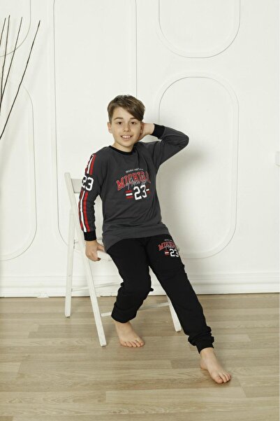 Mutlu City New Season Boy's Travel Waiter Long Sleeve Cotton Combed Pajamas Set 5084