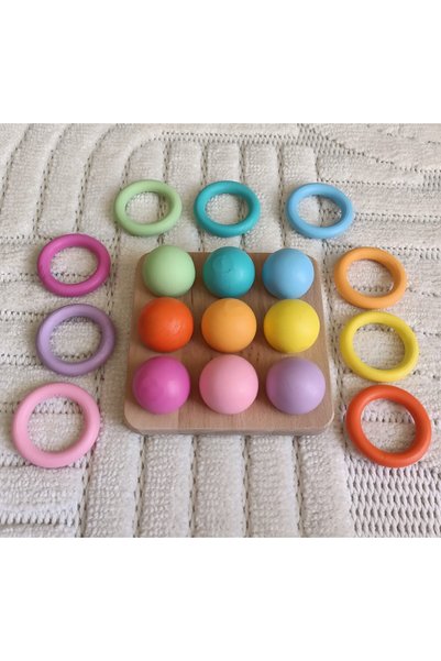 Moccotoys Montessori Matching Top Ball Ring Set - 9 Colors