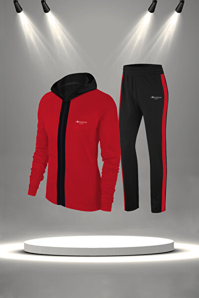 POSEIDON STORM Kadın Kırmızı Özel Supra Penye Fermuarlı Koşu veYürüyüş Seti (...