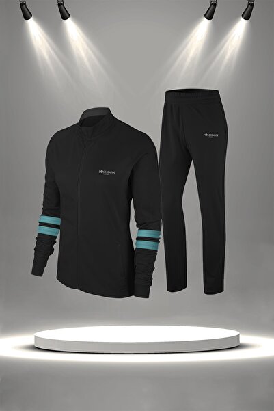 POSEIDON STORM Γυναικείο Μαύρο Σετ Τρεξίματος Special Supra Combed Fit Mold (...