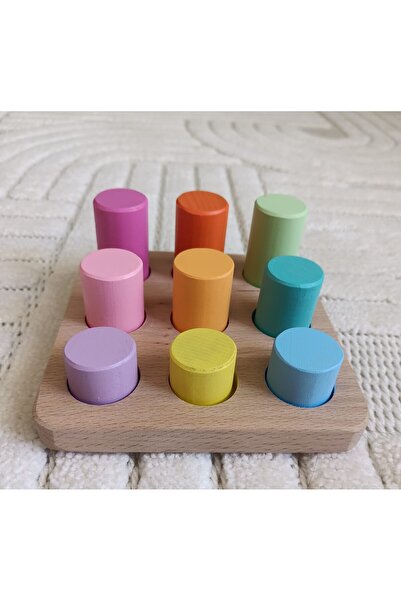 Moccotoys مجموعة أسطوانات مونتيسوري مع طاولة مطابقة - 9 ألوان